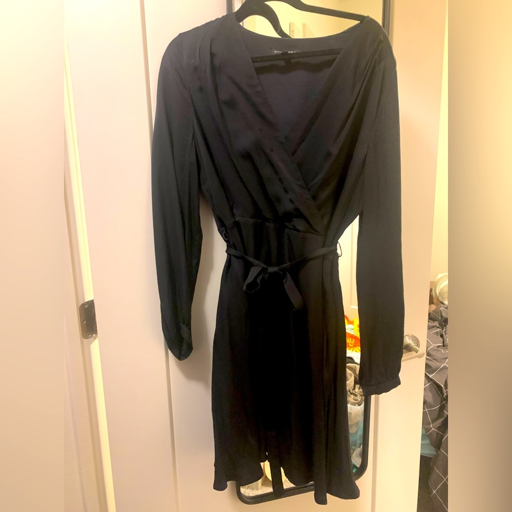 Banana Republic Black Faux Wrap Dress Size 16